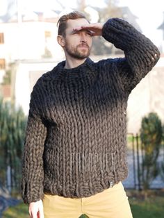 Size: S men, Color: dark teal Mens Chunky Cardigan, Marengo Color, Chunky Cardigan Pattern, Mens Knit Sweater Pattern, Super Chunky Knit Blanket, Big Wool, Mens Knit Sweater, Mens Knit, Big Knits