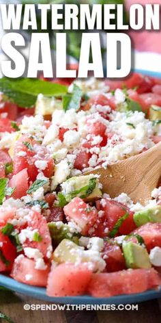 watermelon salad with feta cheese and mint