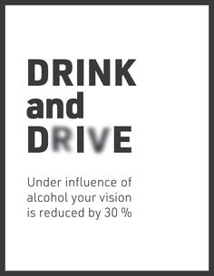 the words drink and drive are displayed in black and white