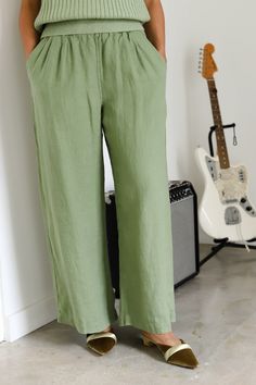 Made with organic hemp, these pants have a linen feel and an internal drawstring for the perfect fit every time. Materials: 100% Organic Hemp Prism Boutique, Sweater Sale, Top Sales, Vintage Sweaters, Pistachio, Vintage Accessories, Vintage Tees, Vintage Denim, New Outfits