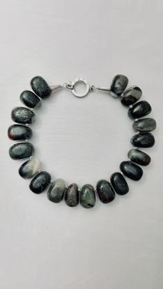 Natural Irregular shaped Bloodstone Modern Silver Necklace With Stones, Modern Silver Beaded Necklace, Elegant Gray Gemstone Beads Necklace, Adjustable Gray Gemstone Beads Necklace, Adjustable Gray Necklace With Gemstone Beads, Adjustable Gray Gemstone Beaded Necklace, Modern Silver Jewelry With Gemstone Beads, Silver Onyx Necklace With Natural Stones, Bloodstone Necklace