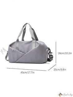 an image of a duffel bag with measurements for the handles and straps on it