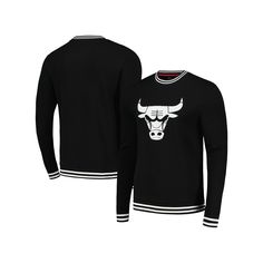 The Men's Stadium Essentials Black Chicago Bulls Club Level Pullover Sweatshirt is the perfect way to show unwavering support for the Chicago Bulls. Crafted from a cozy cotton and polyester blend, this midweight sweatshirt features embroidered chenille graphics that proudly display the iconic Bulls logo. The fleece lining provides warmth during chilly game days, while rib-knit cuffs, collar, and hem ensure a comfortable fit. Whether cheering from the stands or showcasing Bulls pride, this sweats Bulls Logo, Black Chicago, Bull Logo, Mens Essentials, Chicago Bulls, Knit Cuff, Pullover Sweatshirt, The Man, Rib Knit