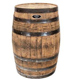 a wooden barrel sitting on top of a white background with the word,'whiskey'in