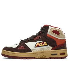 FILA FUSION Teratach Skate Shoes 'Red White' T12M141219FWC Retro Brown Lace-up Skate Shoes, Retro Red Basketball Shoes With Rubber Sole, Brown Leather High-top Sneakers With Translucent Outsole, Retro Mid-top Sneakers With Red Sole, Brown High-top Sneakers With Translucent Outsole, Red Retro Leather Sneakers, Retro Custom Sneakers With Red Sole And Round Toe, Retro Brown Sneakers With Boost Midsole, Red Retro Skate Shoes With Rubber Sole