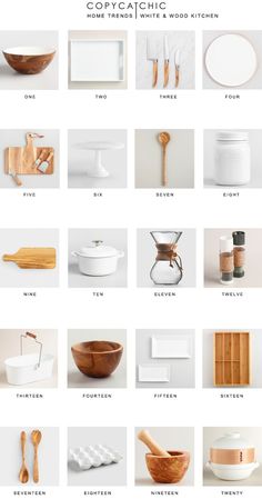 the different types of kitchen utensils are shown