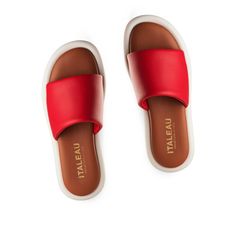 Sleek, stylish and totally sensible our leather slides will be your go-to-summer sandals. Handmade with supple Italian leather in versatile neutrals and bold brights, these will take you from the office to a night out with ease Details: Handmade in Italy Italian leather upper Rubber sole is super flexible Cushioned memory foam insole Wide top strap for easy entry Leather lined Waterproof & stain resistant Whole sizes 36-42 (size up if between sizes) Modern Open Toe Slides With Textured Sole, Trendy Leather Platform Slippers With Textured Footbed, Casual Platform Slide Slippers With Leather Footbed, Trendy Slides With Cushioned Footbed And Open Heel, Leather Slip-on Platform Slippers For Vacation, Trendy Summer Platform Slippers With Leather Footbed, Slip-on Slides With Textured Sole And Open Toe, Spring Open Toe Platform Slippers With Leather Sole, Chic Leather Platform Slide Slippers