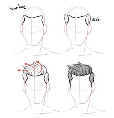 how to draw the hair line for men's head and shoulders, step by step