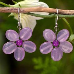 Handmade Purple Quartz Flower Earrings - Lilac Chang Mai Flower | NOVICA Cheap Purple Flower Earrings, Affordable Purple Flower-shaped Jewelry, Cheap Purple Flower-shaped Earrings, Cheap Lavender Flower Shaped Jewelry, Cheap Lavender Flower-shaped Jewelry, Purple Quartz, Handmade Jewelry Diy, Blue Quartz, Pretty Earrings