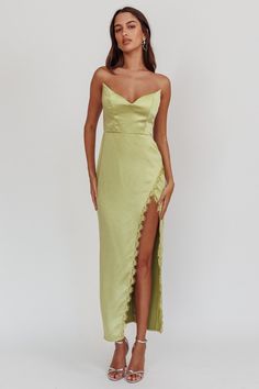 Shop the Winter Moon Strapless Lace Trim Midi Dress Sage | Selfie Leslie Winter Moon, Cowboy Chic, Gala Event, Nude Strappy Heels, Dress Sage, Gala Events, Concert Fits, Strapless Maxi, Strapless Maxi Dress