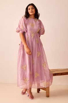 Shop for these amazing collections of Purple Chanderi Silk Embroidered Floral Motifs Round Zoe Coast Dress For Women by The Right Cut online at Aza Fashions. Floral Indian Wear, Athenic Pattern Dress, Chanderi Dress, Frocks For Women Indian, Dresses Hands Models, Pretty Frocks, Festive Chanderi Maxi Dress, Spring Designer Wear Straight Kurta Dress, Festive Maxi Length Chanderi Dress