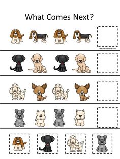 worksheet with dogs and puppies for children