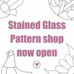 an image of stained glass pattern shop now open for purchase on the webpage, click here