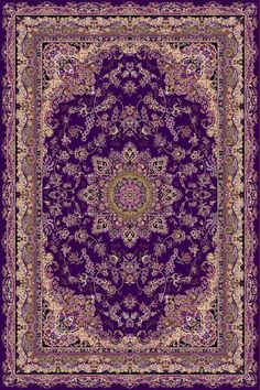 a purple rug with an ornate design on it