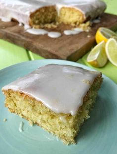 a slice of lemon cake on a plate