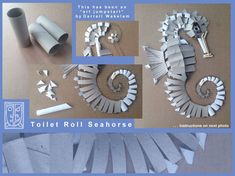 there are three pictures of different things made out of toilet rolls and paper machs