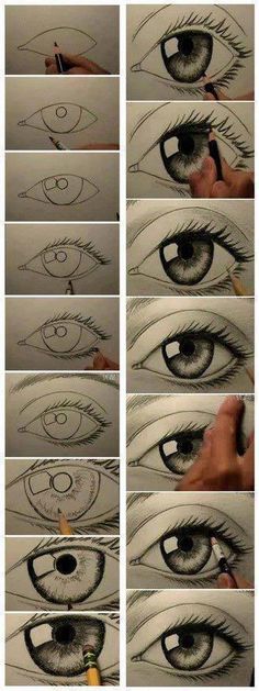 step by step instructions to draw an eye