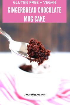 gluten free and vegan gingerbread chocolate mug cake with text overlay