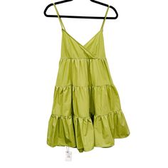 Babydoll Dress From Cider. Size Large. Tiered Ruffle Style, Spaghetti Straps, Adjustable Straps That Cross In The Back, Unlined. Brand New With Tags. Comes From A Smoke-Free, Pet-Friendly Home. Green Mini Dress With Ruffled Straps For Vacation, Green Vacation Mini Dress With Ruffled Straps, Green Ruffled Straps Sundress For Summer, Green Ruffled Straps Sundress For Spring, Green Sundress With Ruffled Straps For Summer, Green Sundress With Ruffled Straps, Green Cotton Sleeveless Dress For Spring, Green Sleeveless Sundress With Adjustable Straps, Green Mini Sleeveless Dress With Ruffles