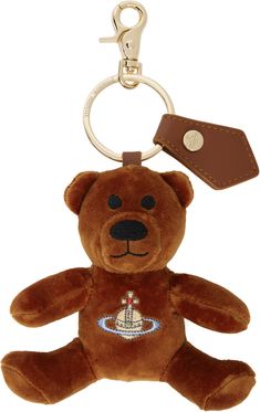 Graphic cotton velvet keychain in orange. · Keyring and grained leather tab at top · Lobster-clasp fastening · Logo embroidered at face · Logo-engraved gold-tone hardware · H6 x W5 x D1.75 Supplier color: Burnt orange Vivienne Westwood Teddy Bear, Brown Keychain, Orange Teddy Bear, Face Logo, Charm Keychain, Cotton Velvet, Vivienne Westwood, Logo Embroidered, Tech Accessories