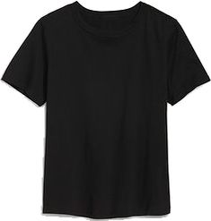 Basic Scoop Neck T-shirt With Ribbed Neckline, Classic T-shirt With Ribbed Neckline For Summer, Solid Tops With Ribbed Neckline And Short Sleeves, Fitted Plain T-shirt With Crew Neck, Basic Black T-shirt With Ribbed Neckline, Black T-shirt With Ribbed Crew Neck, Black Crew Neck T-shirt With Ribbed Neckline, Fitted Crew Neck T-shirt With Ribbed Neckline, Fitted T-shirt With Ribbed Crew Neck