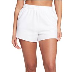 Elevate Your Activewear Collection With These Dsg Women's Shorts. These Boyfriend Fleece Shorts In Heather White Are Perfect For Any Occasion, Whether It's Hiking, Yoga, Or Cycling. The Elastic Waist And Drawstring Closure Ensure A Comfortable And Secure Fit, While The Pockets Provide Ample Space For Your Essentials. Designed With An Athletic Fit, These Shorts Are Perfect For Any Performance Or Activity, From Weightlifting To Cheerleading. Made With A Cotton Blend Material And Featuring A 5" Ins Basic White Shorts For Loungewear, White Athletic Shorts With Elastic Waistband For Leisure, Basic Solid Color Athletic Shorts For Loungewear, White Shorts With Comfort Waistband, Basic Athletic Shorts For Loungewear, Basic Loungewear Athletic Shorts, Comfortable White Athletic Shorts For Loungewear, White Relaxed Fit Pajama Shorts For Leisure, White Activewear With Built-in Shorts For Leisure