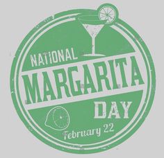 the national margarita day logo is shown in green and white on a gray background with an orange slice