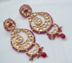 Statement Uncut Kundan Chandbali Earrings Ruby Sabyasachi Earrings, Earrings Chandbali, Kundan Chandbali, Beads Tassels, Photography Jewelry, Chandbali Earrings, Earrings Indian, Indian Earrings, Earrings Beaded