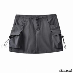 Olivia Mark - Retro-style Utility Skirt with Sexy Low-waist, Anti-exposure Design and Figure-hugging Fit. Low Waist Skirt, Utility Design, Utility Skirt, Slip Shorts, High Waisted Pencil Skirt, Wrap Around Skirt, Half Skirt, Workwear Fashion, Mini Dresses For Women