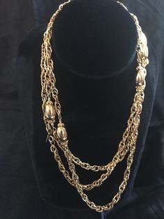 "Monet: Very Long Necklace,Flapper Style,  In Gold Tone, with Mirror Oval Metal Balls that Measures 1 \" Long Can be used As A Double Strands Necklace.This Necklace Is In Excellent Condition. Measure :55\" Long. With Hang Tag Marked MONET. Thank You For Visiting My Shop. If You Have Question Don't Hesitate To Contact Me." Chrome Necklace, Long Gold Necklace, Mirror Oval, Vintage Style Necklace, Flapper Style, Long Chain Necklace, Metal Ball, Green Opal, Labradorite Pendant