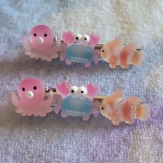 Nwt 2 Handmade Kawaii Sea Creatures Hair Clips Resin Charms On A Metal Clip Brand New Kawaii Sea Creatures, Baby Pink Hair, Designer Hair Accessories, Pink Hair Clips, Bead Hair Accessories, Floral Hair Clip, Winter Headbands, Handmade Sellers, Beaded Headband