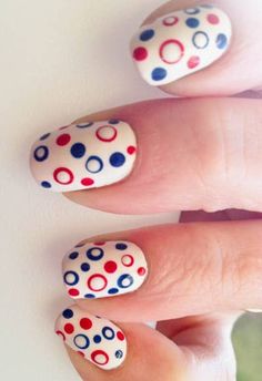 36 Amazing DIY-Able Manicures For The 4th Of July Polka Dot Nail Art Designs, Dot Nail Art Designs, Polka Dot Nail Designs, Dot Nail Designs, Polka Dot Nail Art, Dot Nail Art, Easy Nails