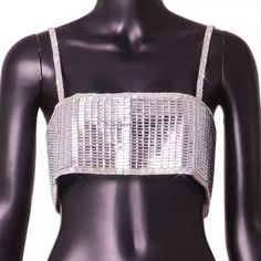 Rhinestone crop top. Size Bust: 26”-38” Length: 5,12” 2023 Fashion Trends Forecast, Viviane Westwood, Euphoria Outfits, Rhinestone Top, 2023 Fashion Trends, Nightclub Party, Chain Top, Bohemian Tops, Dream Outfits