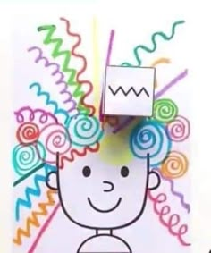 a child's drawing with colorful swirls on it