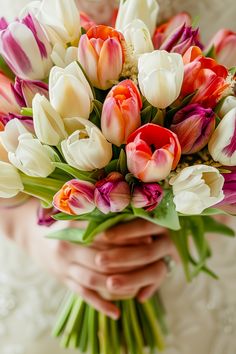 70+ Gorgeous Tulip Wedding Bouquets to Brighten Your Big Day 🌷 Tulip Bridal Bouquet, Tulip Wedding, Soft Pastel, Classic White, Bridal Bouquet, Big Day, Tulips, Floral Design, Vibrant Colors