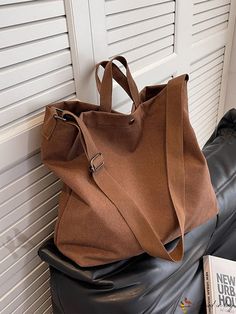 Bird in Bag - New Eiue Styled Canvas Single Shoulder Bag for Women with High Capacity, Ideal for Casual Commuting and Shopping Casual Brown Shoulder Bag, Casual Brown Solid Color Shoulder Bag, Trendy Brown Canvas Bag With Large Capacity, Casual School Shoulder Bag With Hasp Closure, Casual Shoulder Bag With Hasp Closure And Double Handle, Casual High-capacity Brown Bags, Casual Brown High-capacity Bags, Casual Brown Large Capacity Canvas Bag, Casual Brown Canvas Bag With Large Capacity