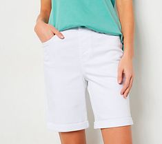 Pull these TripleLuxe denim shorts on and get going. Tuck in a button-down sleeveless top for a classic summertime 'fit that slays anywhere you go. From Belle by Kim Gravel.