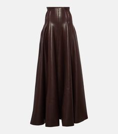 Grace pleated faux leather maxi skirt in brown - Norma Kamali | Mytheresa Leather Maxi Skirt, Swag Fits, Faux Leather Midi Skirt, Maxi Skirt Style, Dress Skirts, Leather Midi Skirt, Norma Kamali, Black Midi Skirt, Tall Women