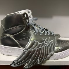 Collector's Item - Silver Jeremy Scott Wings - Size 14 - Never Worn. Jeremy Scott Adidas, Shoes Silver, Jeremy Scott, Mens Shoes Sneakers, Adidas Shoes, Men's Shoes, Shoes Sneakers, Character Design, Man Shop