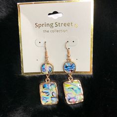 Gorgeous Earrings That Look Like Abalone Shell! Gorgeous Color Profile, Will Compliment A Wide Variety Of Clothing! Trendy Blue Earrings For Spring, Casual Gold Earrings For Party, Multicolor Drop Earrings For Spring, Casual Blue Earrings For Spring, Trendy Multicolor Earrings For Spring, Multicolor Casual Earrings For Spring, Casual Dangle Earrings For Spring, Casual Multicolor Earrings For Spring, Casual Spring Dangle Earrings