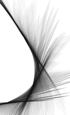 an abstract black and white photo with lines in the shape of a curved curve on a white background