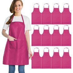 PRICES MAY VARY. Polyester Imported 1 package including 12 pcs of pink aprons Size of aprons is 60*70cm(24*27inch). Fit for most people. But pls check size before purchasing. Thanks The material is 100% polyester. It is waterdrop resistant not 100% waterproof. It is good material for women men to cook meals in kitchen. 1 pink apron with 2 pockets-cooking aprons with 2 pockets can be fit for women men to separately storage items,Phones, books, pens, spoon and so on. It is really a good apron for Pink Aprons, Pink Cleaning, Men Kitchen, Cooking Aprons, Cook Meals, Pink Apron, Grill Apron, Bib Apron, Be Fit