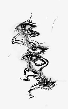 a black and white drawing of a dragon with its tail curled up in the air