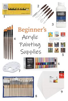 an assortment of acrylic and painting supplies