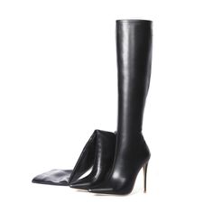 As low as $58.00 Black Stiletto Heels, Patent Leather Boots, High Leather Boots, Faux Leather Boots, Black Boots Tall, Chic Shoes, Super High Heels, Beautiful Boots, Cool Boots