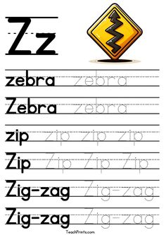 the letter z worksheet for children to learn how to write and draw it