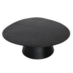 a black round table on a white background