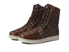 Harley-Davidson Steinman High - Men's Boots : Brown : For a weatherproof riding boot that looks as good as it feels, look no further than the Harley-Davidson Steinman High Boot. Because of its high-top sneaker silhouette and versatile function, this style is also known as the riding sneaker. Full grain leather upper and Hydro-Guard membrane lining are both breathable and waterproof to keep your feet cool and dry. Lace up boot features durable metal eyelets and inside zipper closure for a secure Waterproof High-top Moto Boots For Fall, Slip-resistant High-top Boots For Fall, Casual Waterproof High-top Moto Boots, Brown Low-top Weatherproof Boots, Brown Weatherproof Low-top Boots, Brown High-top Waterproof Moto Boots, Leather High-top Moto Boots With Steel Toe, Brown Waterproof High-top Moto Boots, Rugged High-top Moto Boots With Reinforced Heel