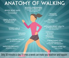 a woman running with the words anatomy of walking