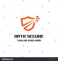 an orange shield logo with the word data secure on it's front and side